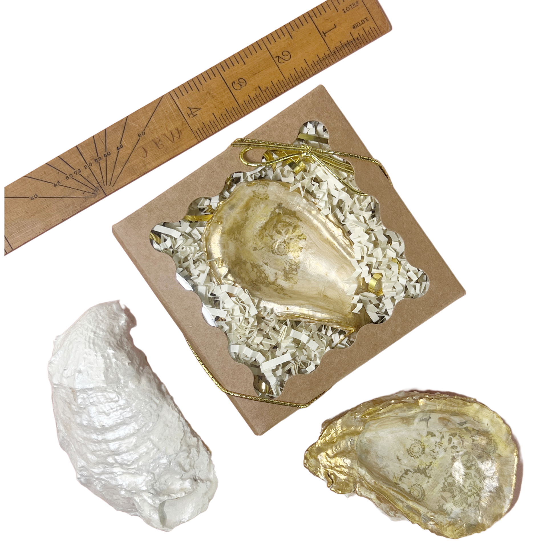 oyster shell trinket dish hand painted in gift box